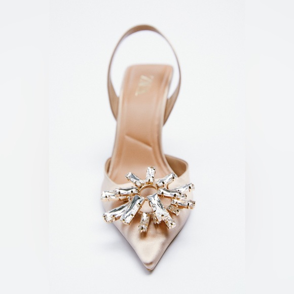 Zara Shoes - Zara shimmery mid-heal sling back shoes